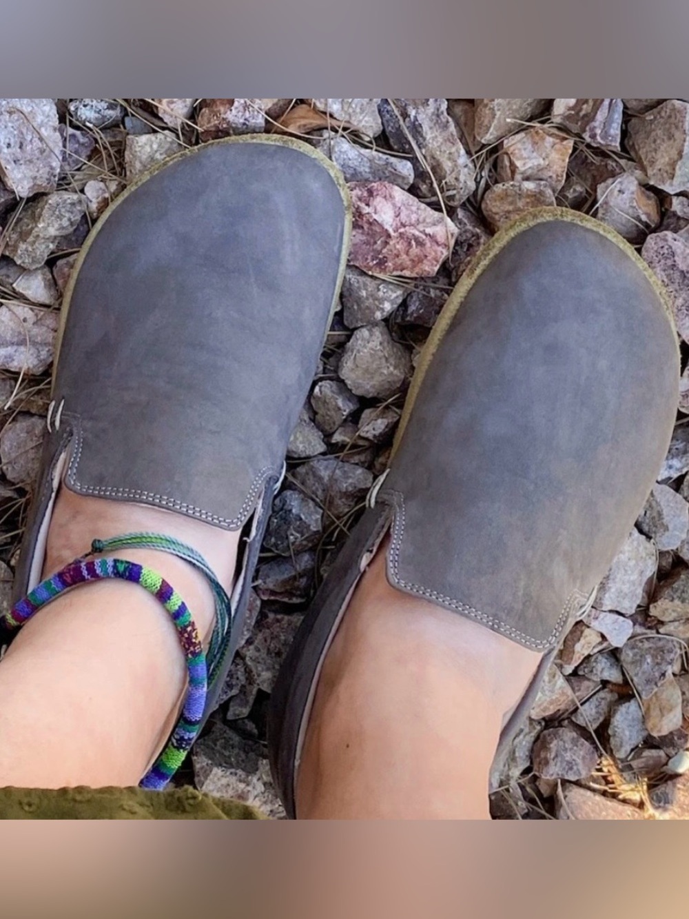 Rhizal Shoes Women's Size 9? Grounding Copper Brio Slip On Gray Leather Flats